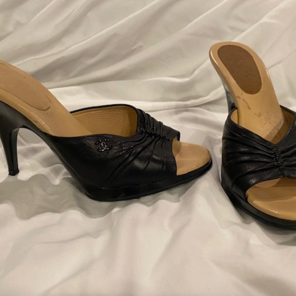 CHANEL 2000's 4 inch Black Mule Heels